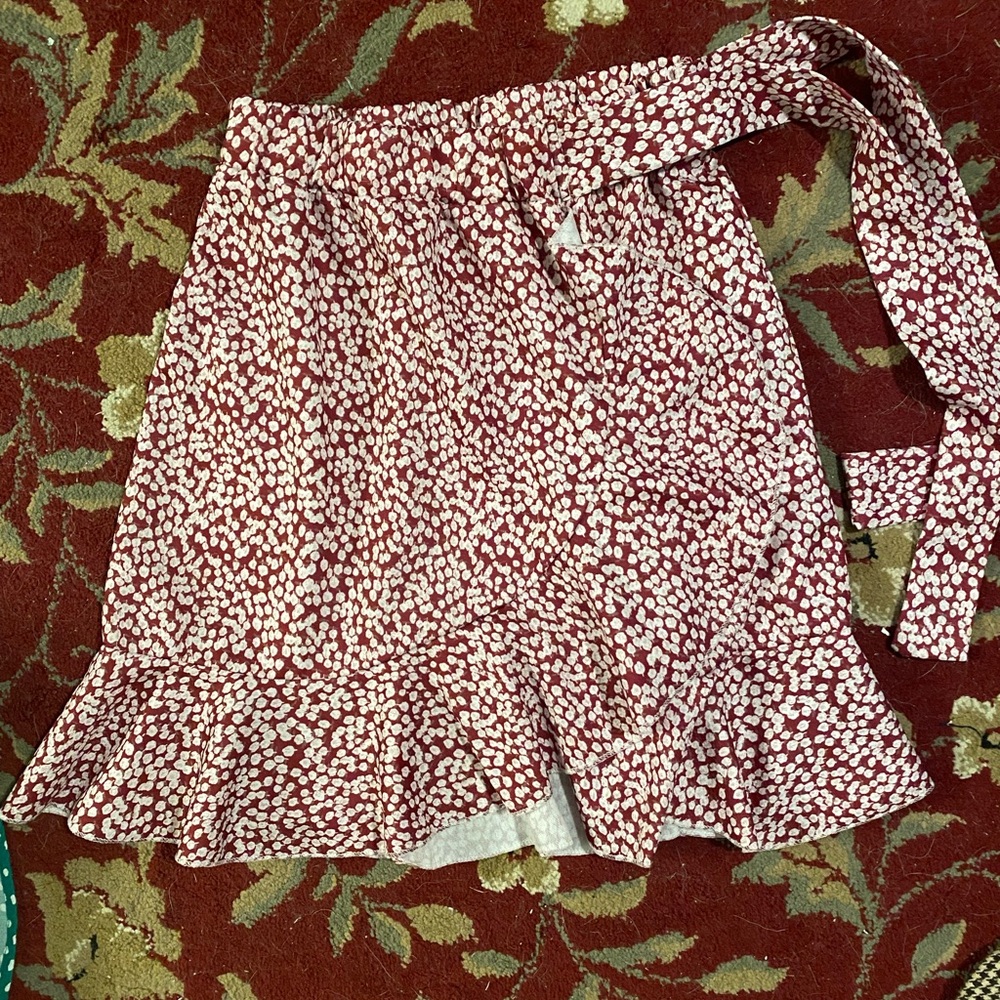 Floral Red and White Women's Skirt